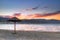 Parasol at Mirabello Bay at sunset