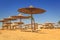 Parasols on the beach of Red Sea