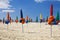 Parasols, Deauville Beach, Normandy France, Europe