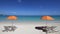 Parasols on Mont-Choisy beach, Mauritius island