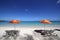 Parasols on Mont-Choisy beach, Mauritius island