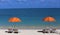 Parasols on Mont-Choisy beach, Mauritius island