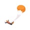 Paratrooper flying with a parachute, skydiving, parachuting extreme sport vector Illustration on a white background