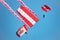 Paratrooper flying in the sky. Extreme sport and Xgames. Jumping with Austrian flag