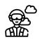 Paratrooper worker line icon vector illustration flat