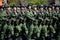 Paratroopers of the 331st guards parachute regiment during the parade on red square in honor of Victory day.