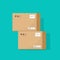 Parcel boxes carton vector illustration, warehouse parts, cardboard cargo freight shipment or package paper box flat