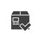 Parcel and check mark vector icon