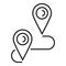 Parcel delivery route icon, outline style