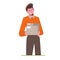 Parcel delivery to your home. Mail worker. Safe service. Flat illustration