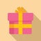 Parcel gift box icon flat vector. Festive item