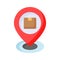 Parcel inside placeholder denoting concept icon of delivery location