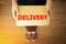 Parcel package delivery from delivery man , anonymous face