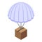 Parcel parachute delivery icon, isometric style