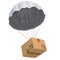 Parcel with parachute, shipping 3d concept