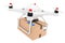 Parcel Shipping Concept. Quadrocopter Drones Delivering a Parcel