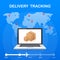 Parcel tracking website on laptop screen. Online package tracking. Modern concept. Vector illustration.