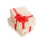 Parcels wrapped in kraft paper with red bow