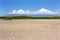 Parched lake with dam of reed in Ararat lowland the Mount Ararat