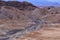 Parched riverbed on erosional landscape