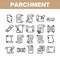 Parchment Collection Elements Icons Set Vector