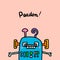 Pardon hand drawn vector illustration style robot having problem in cartoon comic style