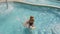 Parent and child dad pool kid swimming family summer holiday children learning swimming lessons kids. Kid father pool