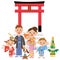 Parent and child who go to the Shinto shrine