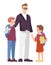 Parent with children semi flat RGB color vector illustration