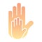 Parent and childs hands flat icon. Small hand in big one color icons in trendy flat style. Family arms gradient style