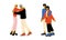 Parent Embracing with Their Adult Son and Daughter Expressing Positive Emotion Vector Illustration Set