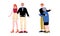 Parent Embracing with Their Adult Son and Daughter Expressing Positive Emotion Vector Illustration Set