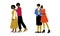 Parent Embracing with Their Adult Son and Daughter Expressing Positive Emotion Vector Illustration Set