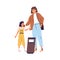 Parent with kid throwing rubbish into trash can. Mother educating daughter to utilize garbage. Girl showing good manners