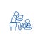 Parent reading a story to a child line icon concept. Parent reading a story to a child flat vector symbol, sign, outline