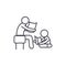 Parent reading a story to a child line icon concept. Parent reading a story to a child vector linear illustration
