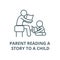 Parent reading a story to a child vector line icon, linear concept, outline sign, symbol
