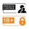 Parental control banners with parent, children and padlock icon