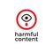 Parental control icon, vector clip art. Harmful content. Warning sign, notice, danger sign. Social problem.