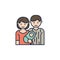 parents with baby colored icon. Element of family icon for mobile concept and web apps. Colored parents with baby icon can be used