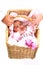 Parents carrying newborn baby in basket