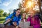 Parents and child hiker