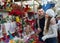 Parents at counter of X-mas market