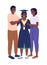 Parents and daughter graduate semi flat color vector characters