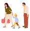 Parents divorce vector illustration wife with child leaving husband