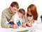 Parents drawing with son