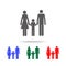 parents holding a child\'s hand icon. Elements of human family life in multi colored icons. Premium quality graphic design icon. S