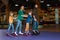 parents and kids skating together