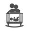 Parents put to sleep the baby pictogram flat icon on wh