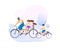 Parents Ride Tandem Bike with Small Daughter.